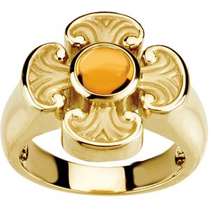 140967 14K Yellow Natural Citrine Maltese Cross Ring - R43046C
