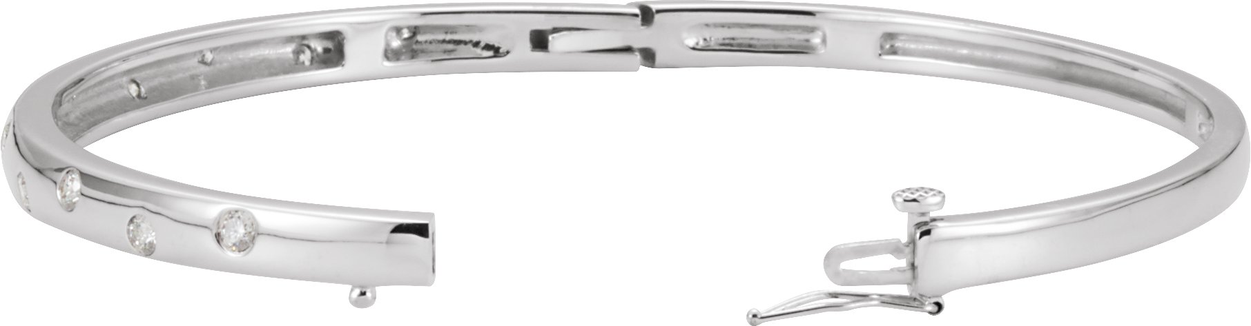 14588130 14K White 1/2 CTW Diamond Bangle 6 3/4" Bracelet - 60890