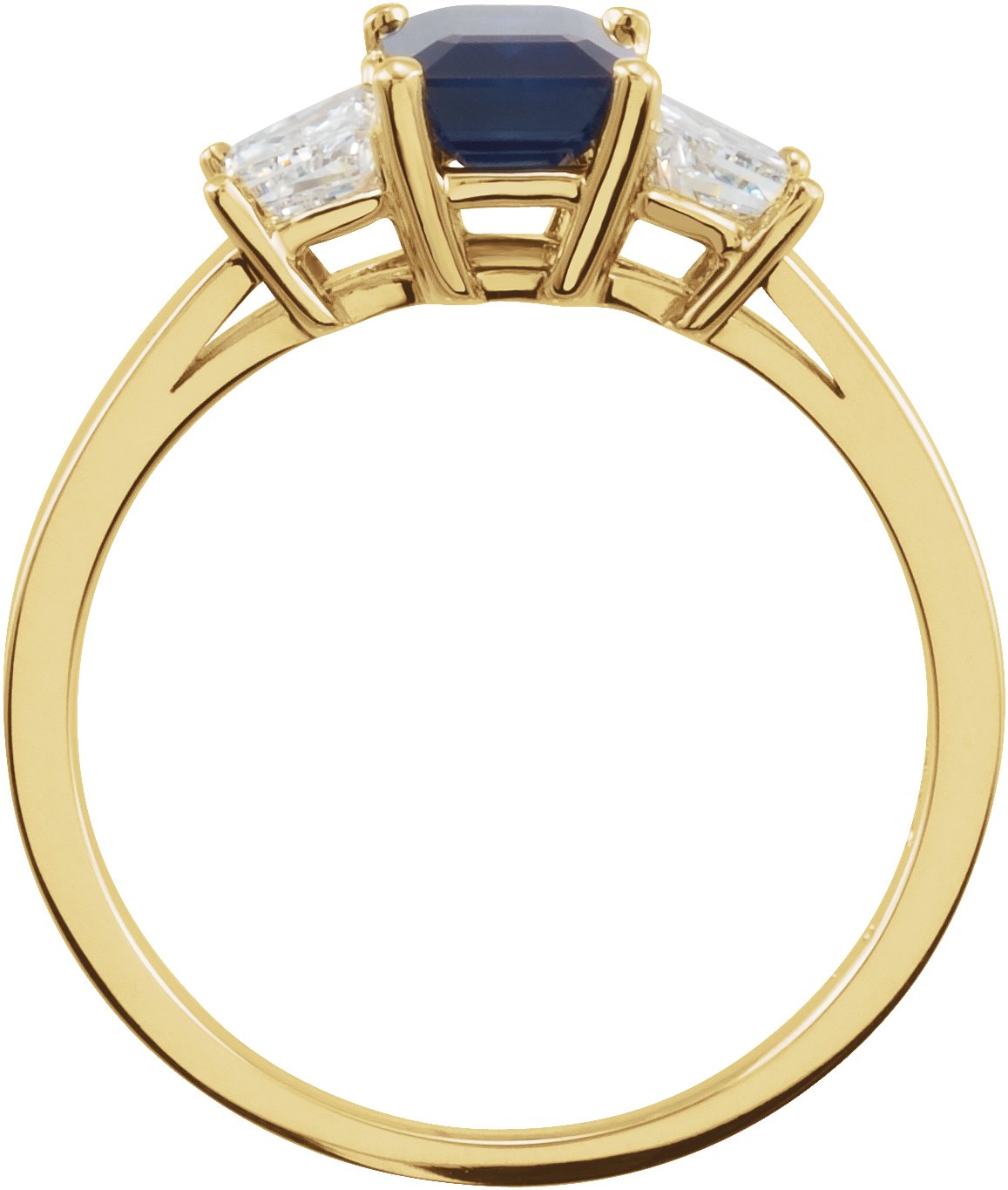 1513027 14K Yellow Natural Blue Sapphire & 3/4 CTW Natural Diamond Three-Stone Ring - 68548