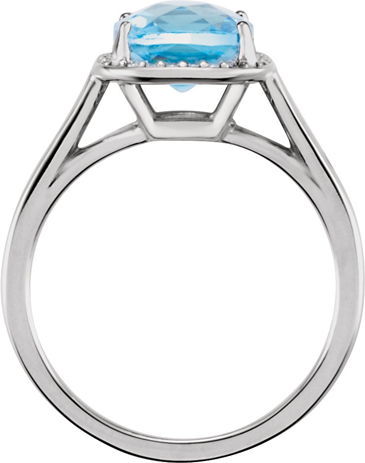 15615952 14K White Natural Swiss Blue Topaz & 1/6 CTW Natural Diamond Halo-Style Ring - 71635