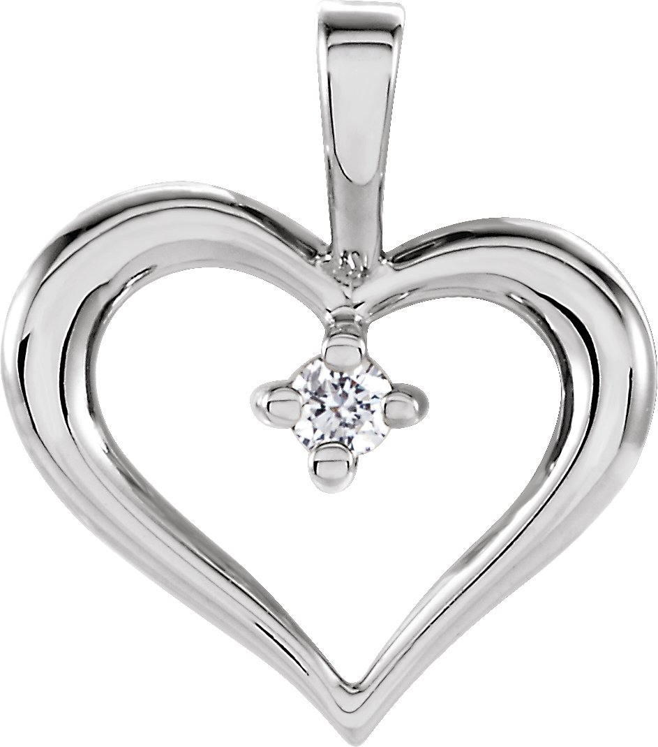 16212365 14K White .02 CT Natural Diamond Heart Pendant - 60990