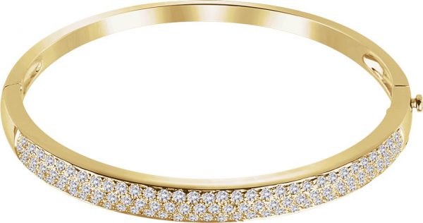 14K Yellow 3 CTW Natural Diamond Pavé Bangle 7" Bracelet - 651579