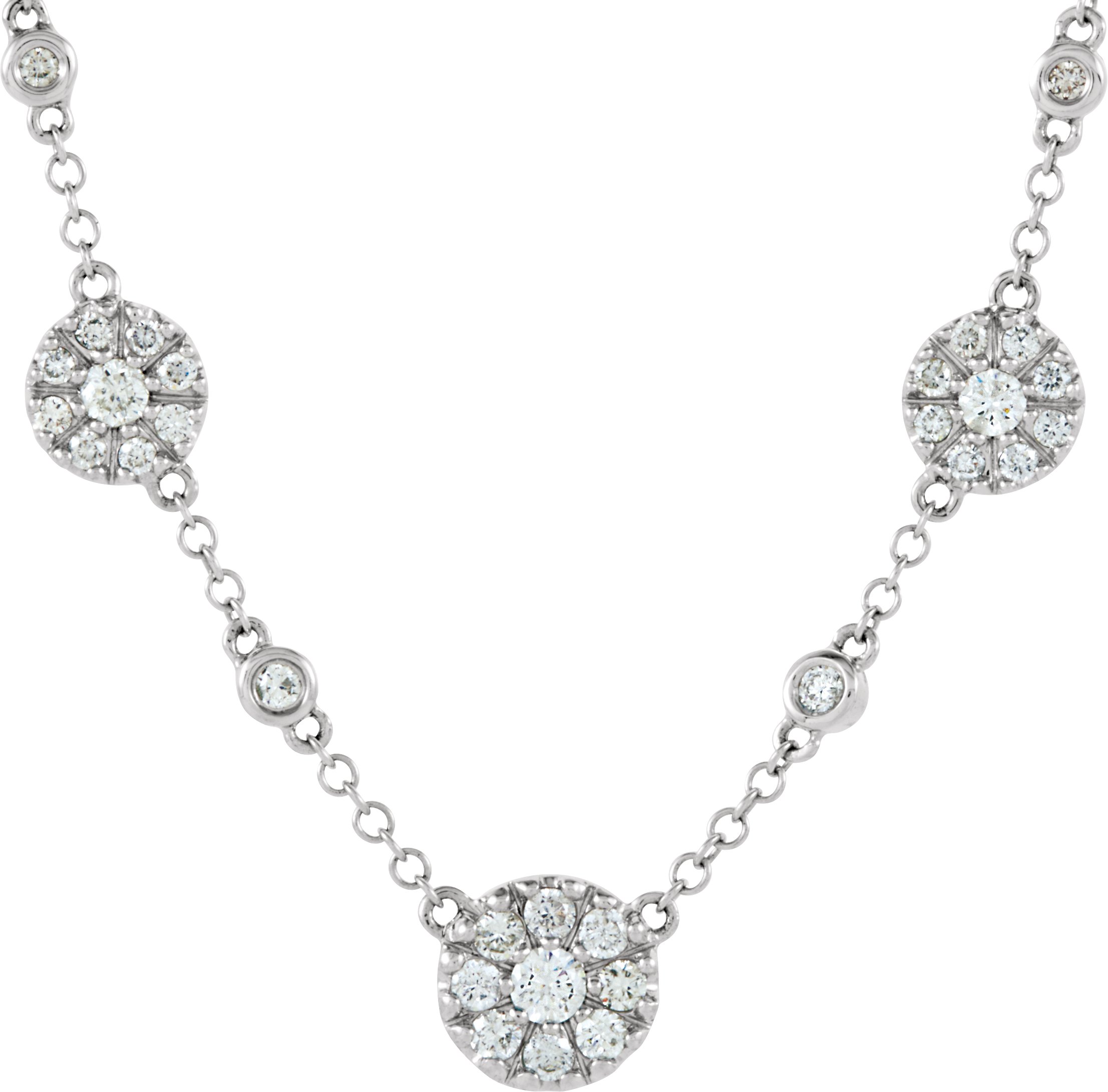17784341 14K White 1/2 CTW NaturalDiamond Station 18" Necklace - 67088