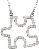 182626 14K White 1/4 CTW Natural Diamond Puzzle Piece 16 1/2" Necklace - 68063