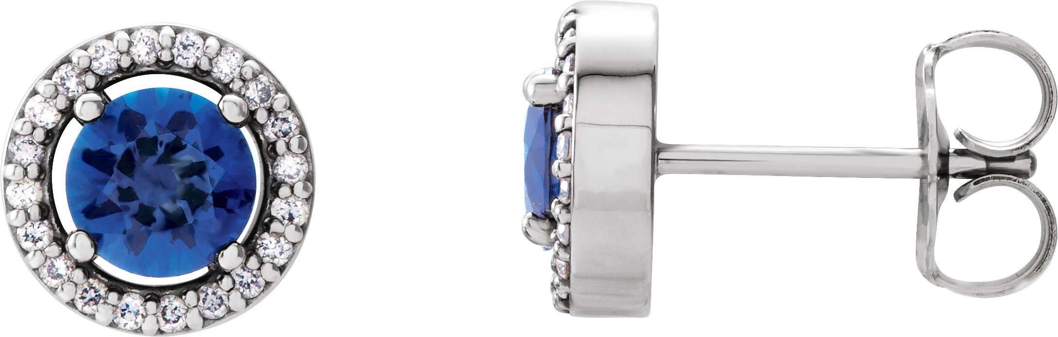18425553 14K White Natural Blue Sapphire & 1/10 CTW Natural Diamond Earrings - 86069