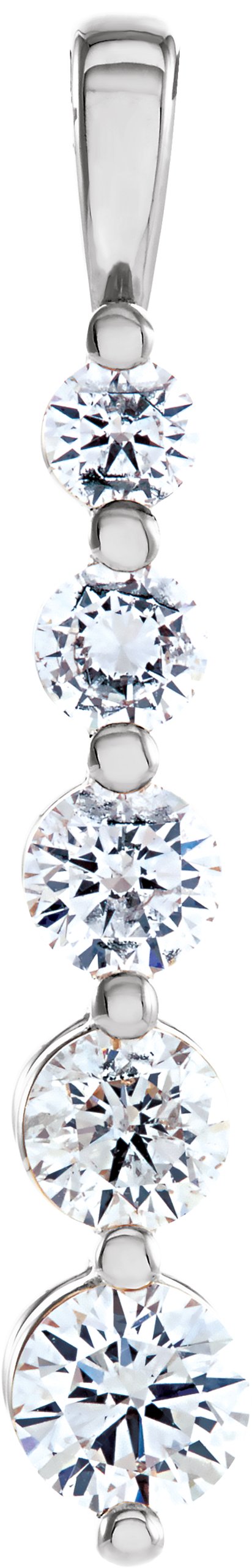 19978586 18K White 1 CTW Natural Diamond Journey Graduated Pendant - 65432