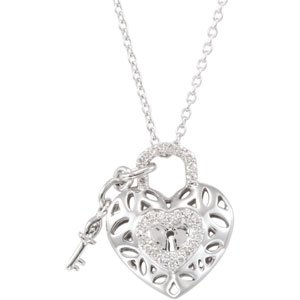 216084 Sterling Silver 1/6 CTW Natural Diamond Heart 18" Necklace - 68664