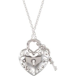 216087 Sterling Silver 1/6 CTW Natural Diamond Heart 18" Necklace - 68664