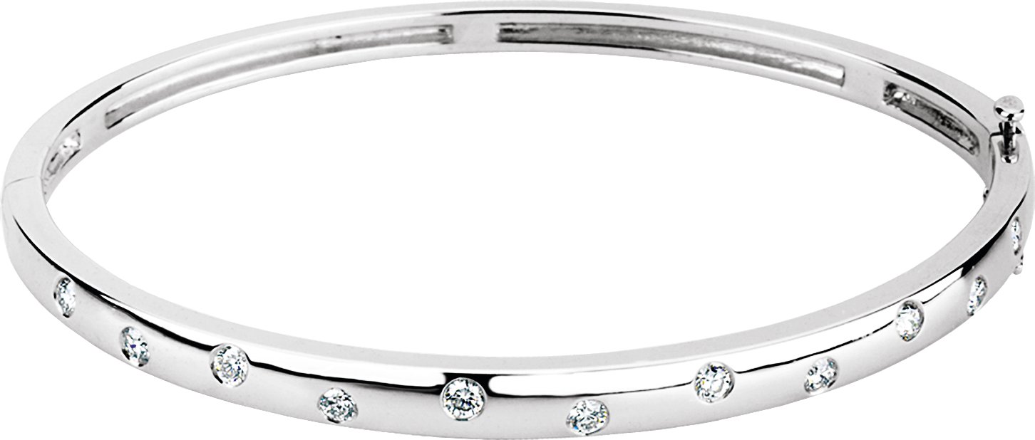 2187855 14K White 1/2 CTW Diamond Bangle 6 3/4" Bracelet - 60890
