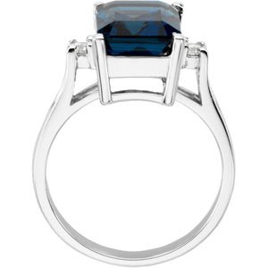 222568 14K White Natural London Blue Topaz & 1/10 CTW Natural Diamond Ring - 61199