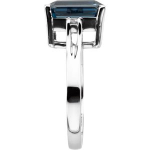 222570 14K White Natural London Blue Topaz & 1/10 CTW Natural Diamond Ring - 61199