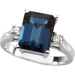 222571 14K White Natural London Blue Topaz & 1/10 CTW Natural Diamond Ring - 61199