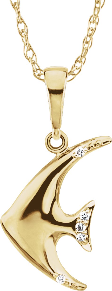 2289187 14K Yellow .06 CTW Natural Diamond Angel Fish 18" Necklace - 69212