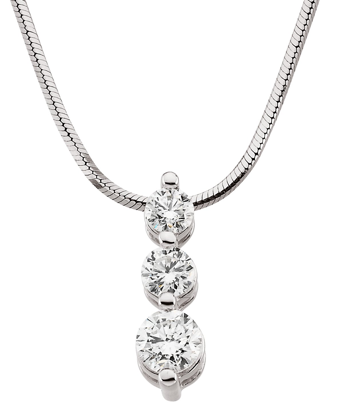2539 14K White 9/10 CTW Natural Diamond Three-Stone 18" Necklace - 62482