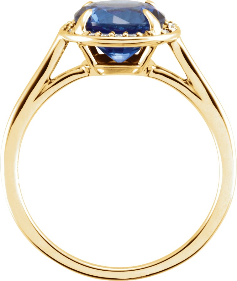 26636929 14K Yellow Lab-Grown Blue Sapphire & .05 CTW Natural Diamond Ring - 71632