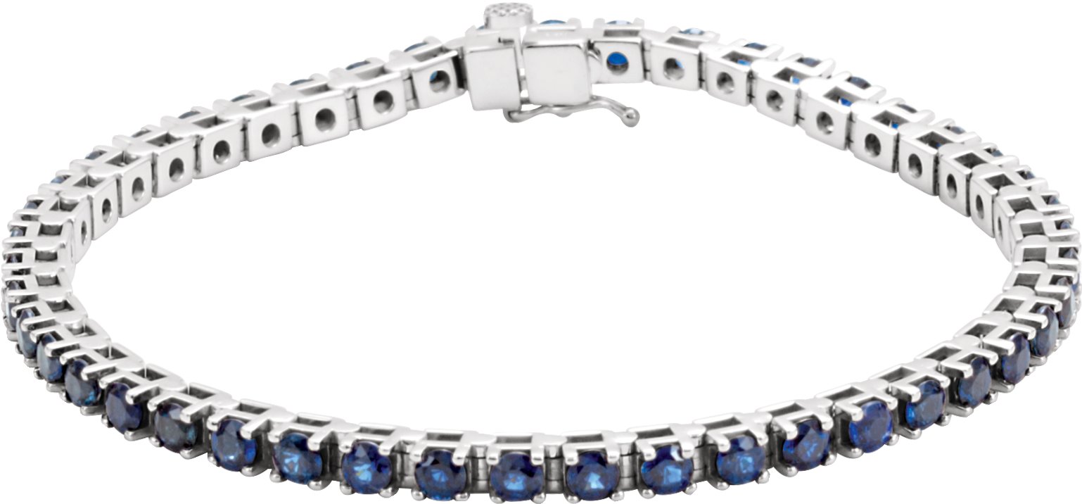 27999197 14K White Natural Blue Sapphire Line 7" Bracelet - 651742