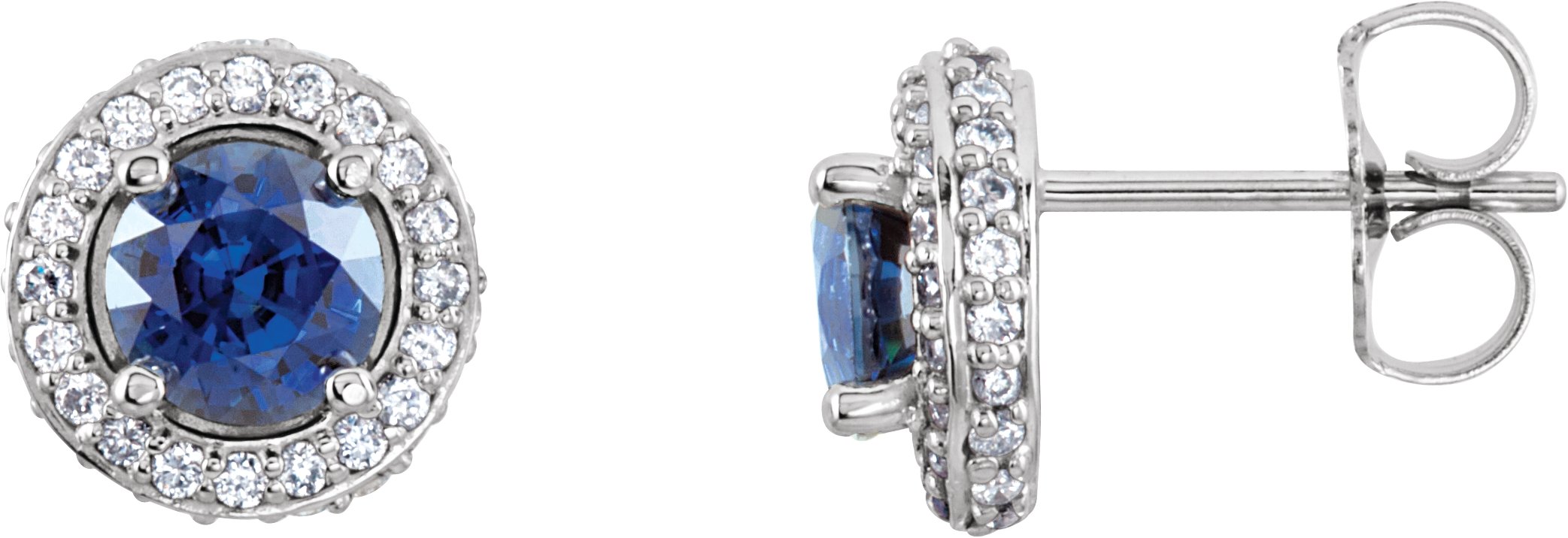 2887811 Platinum Natural Blue Sapphire & 1/3 CTW Natural Diamond Earrings - 68602