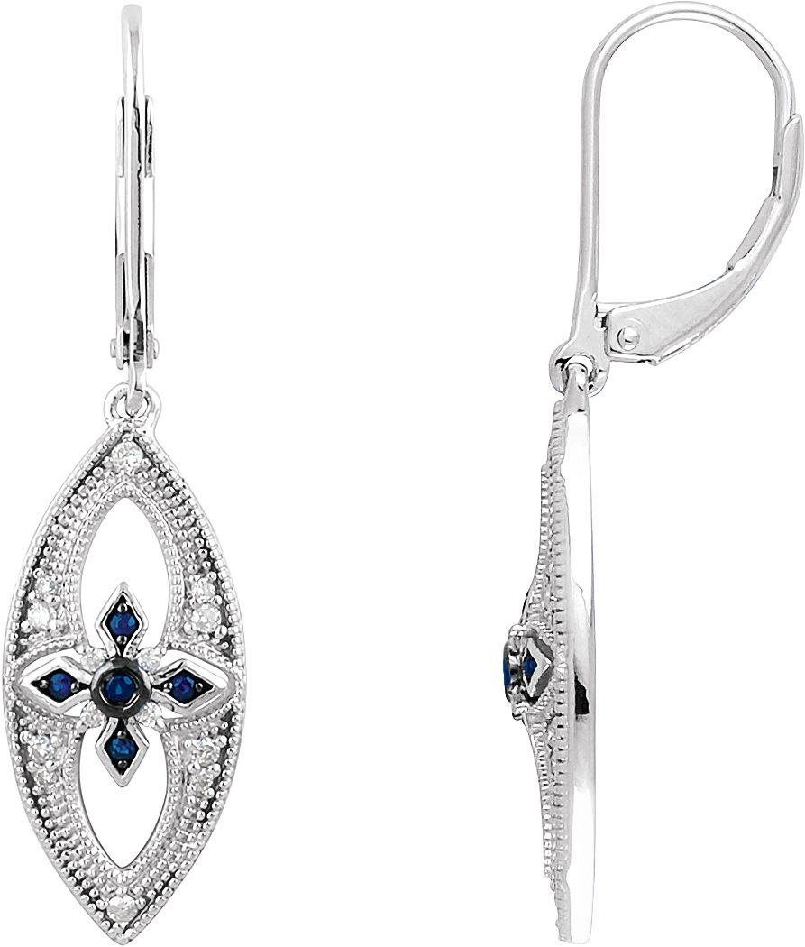 2905835 Sterling Silver Natural Blue Sapphire & 1/6 CTW Natural Diamond Earrings - 650717