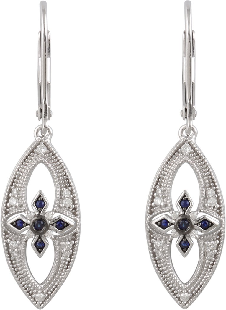 2905836 Sterling Silver Natural Blue Sapphire & 1/6 CTW Natural Diamond Earrings - 650717