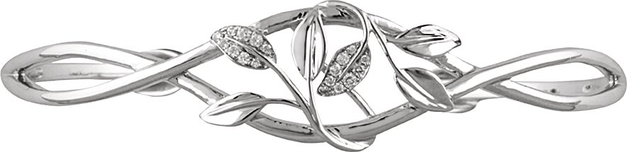 2947569 14K White .05 CTW Natural Diamond Floral Cuff 6" Bracelet - 650886