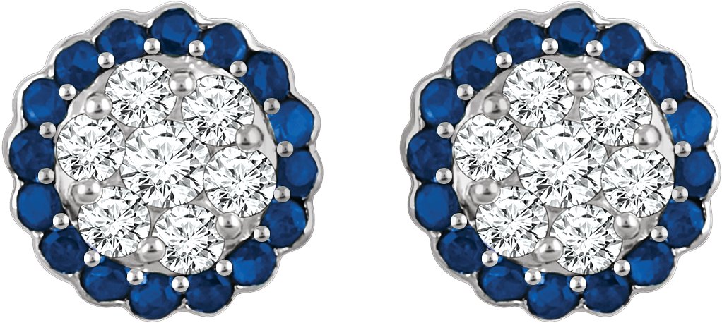 30510281 14K White Natural Blue Sapphire & 5/8 CTW Natural Diamond Earrings - 651948
