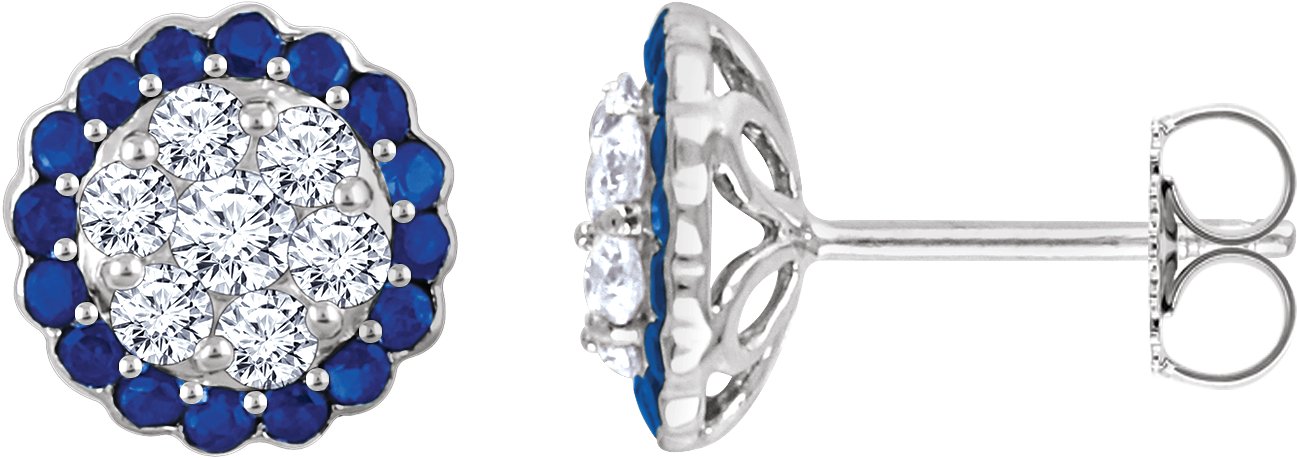 30510282 14K White Natural Blue Sapphire & 5/8 CTW Natural Diamond Earrings - 651948