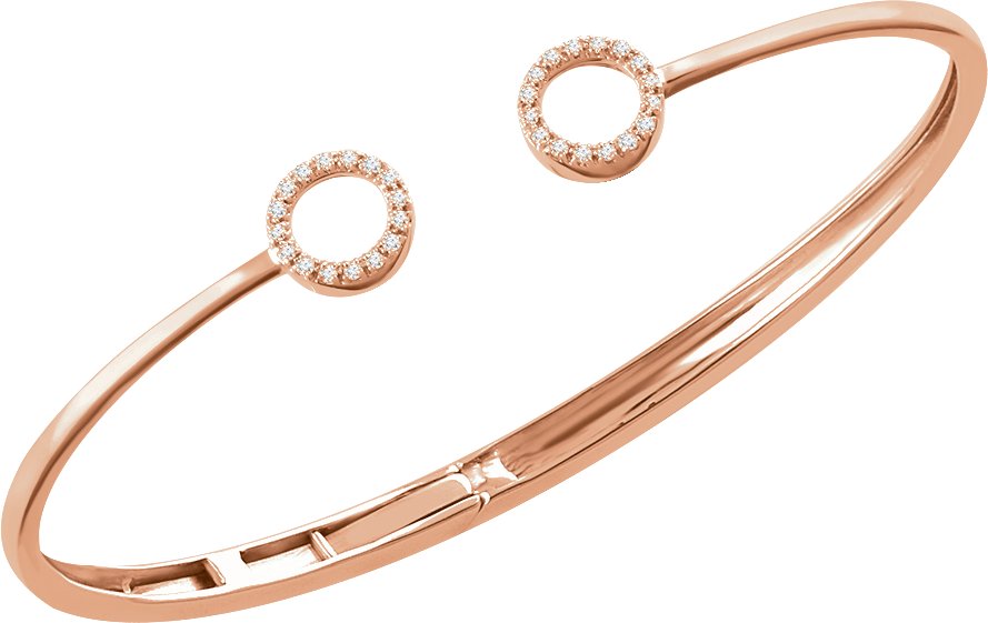 33951842 14K Rose 1/6 CTW Natural Diamond Circle Hinged Cuff 7" Bracelet - 652145