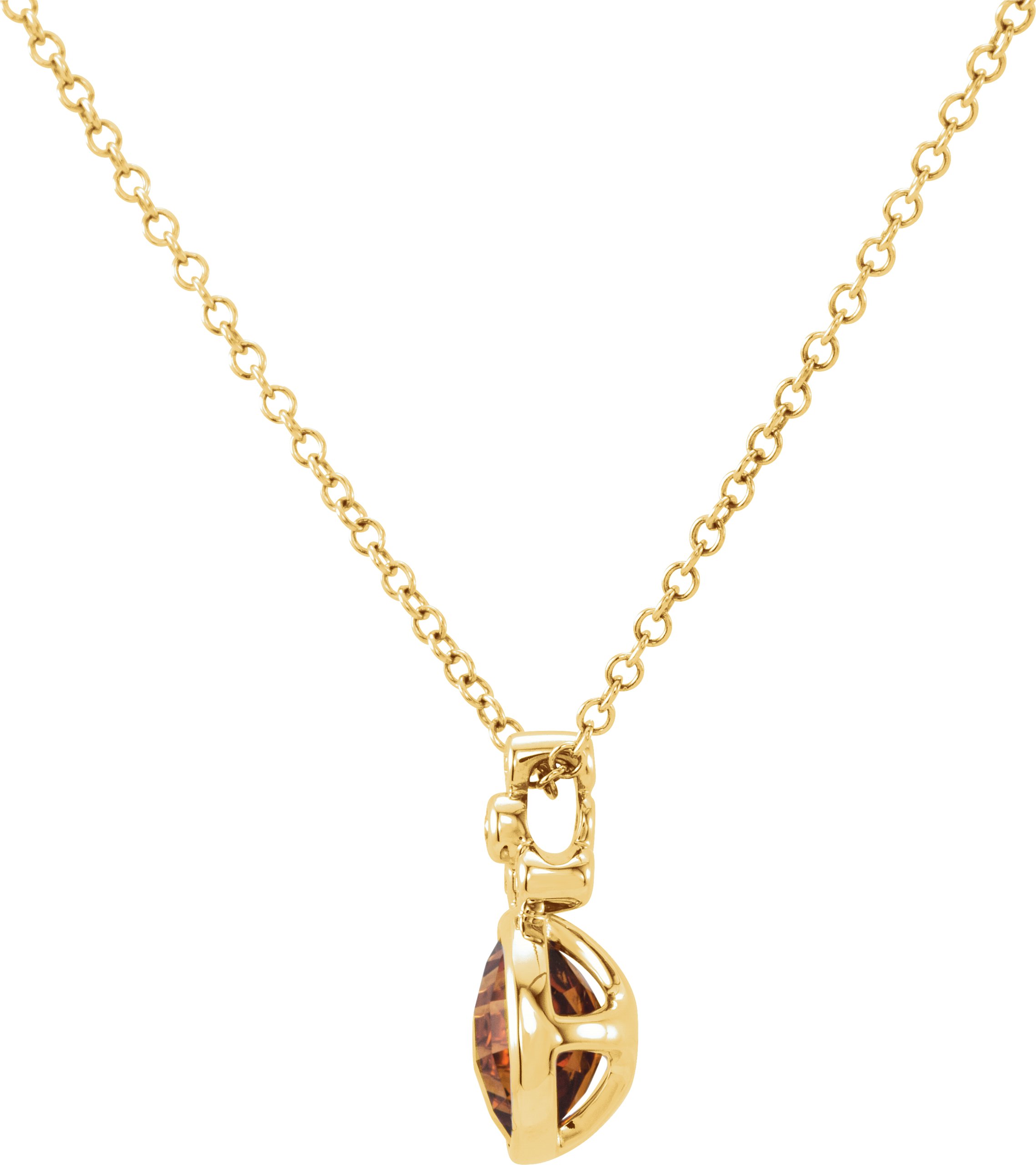 34011711 14K Yellow Checkerboard Natural Citrine & .04 CTW Natural Diamond 18" Necklace - 66966