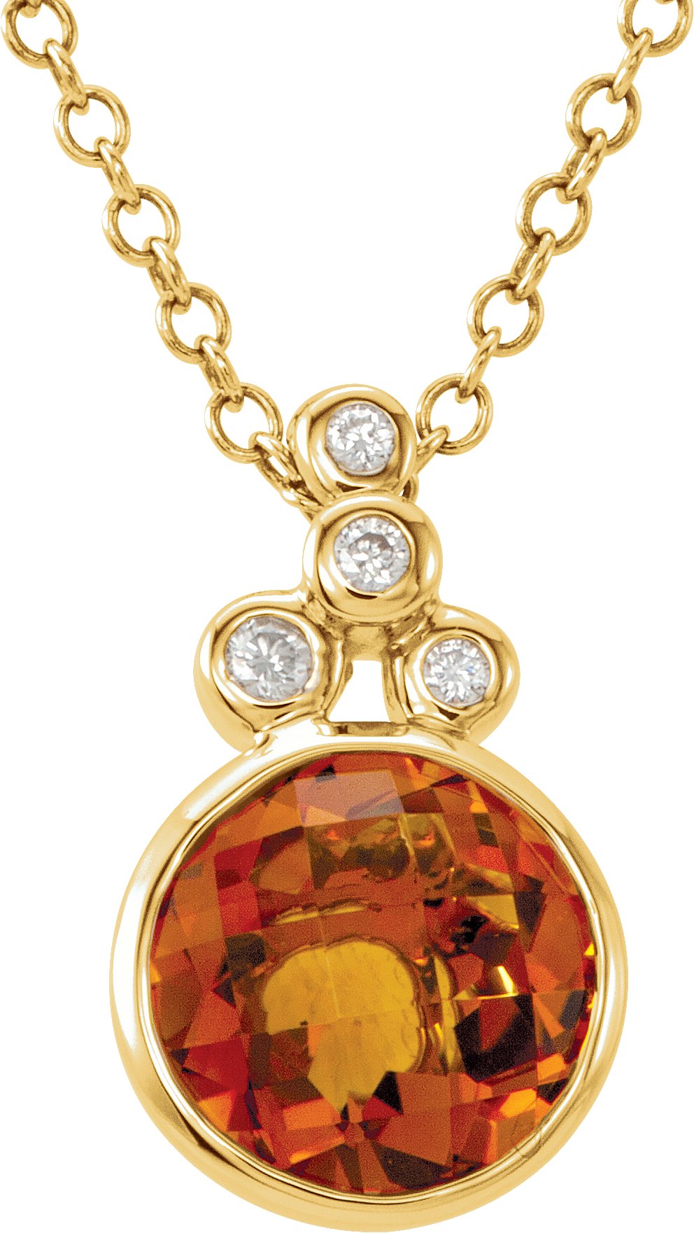 35079067 14K Yellow Checkerboard Natural Citrine & .04 CTW Natural Diamond 18" Necklace - 66966