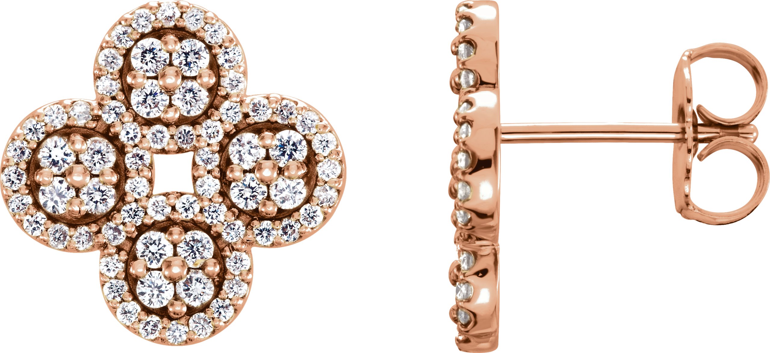 35350059 14K Rose 1/2 CTW Natural Diamond Clover Earrings - 86362
