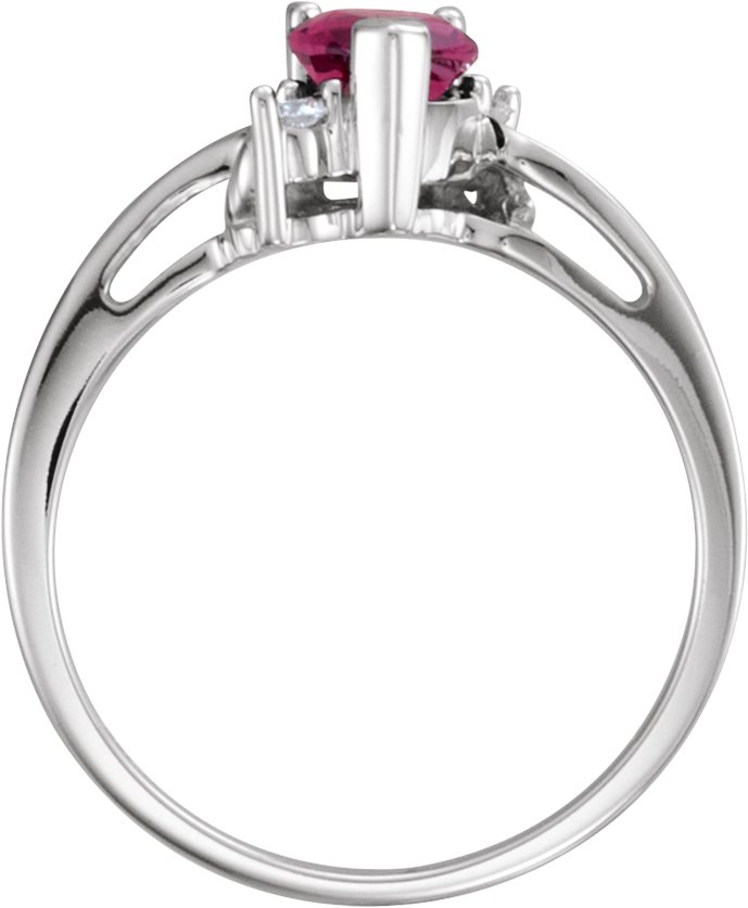 39303736 14K White Natural Rhodolite Garnet & .04 CTW Natural Diamond Ring - 60976