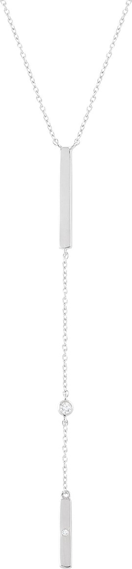 39468768 14K White .06 CTW Natural Diamond Bar 16-18" Necklace - 652302