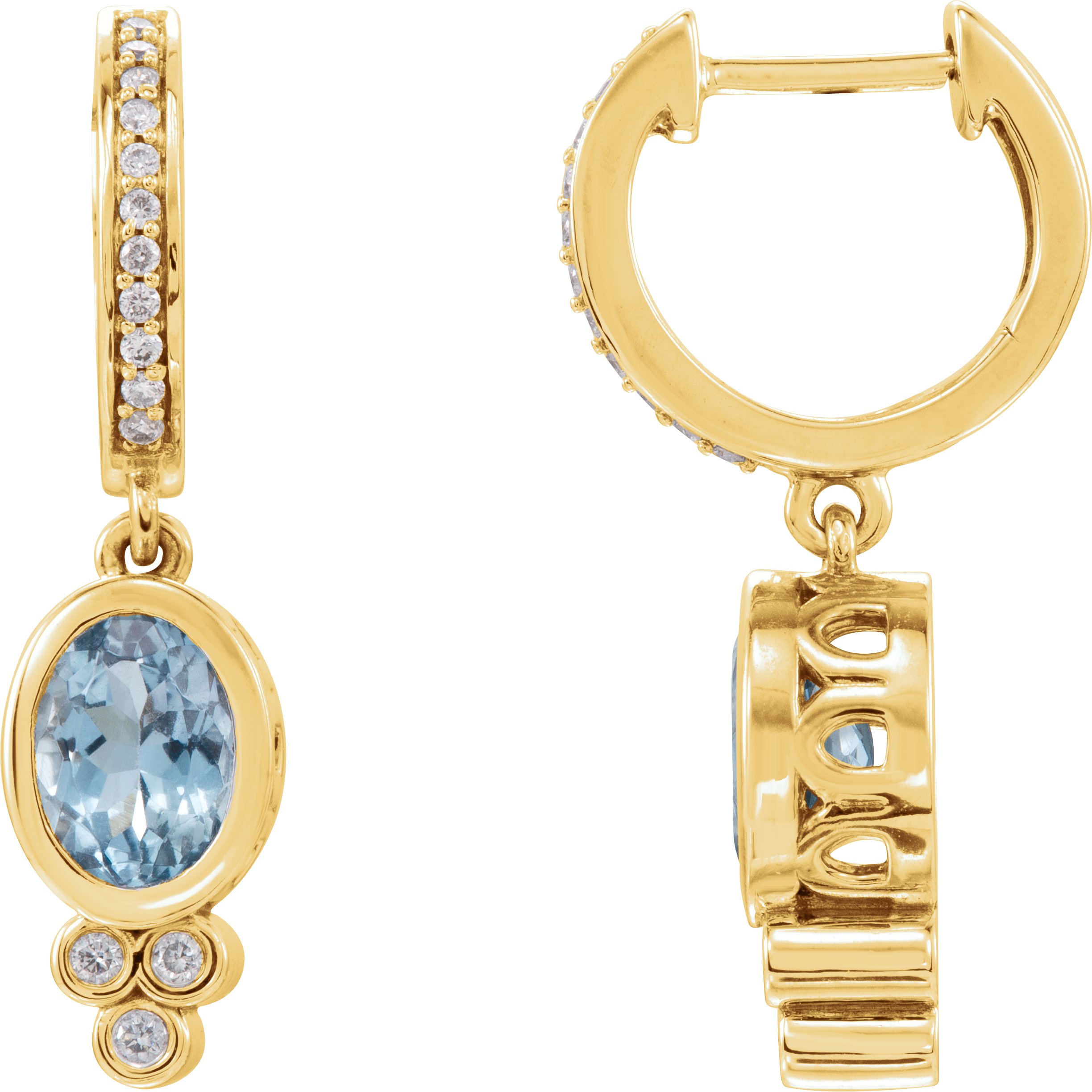 40319562 14K Yellow Natural Aquamarine & 1/6 CTW Natural Diamond Hoop Earrings - 86533