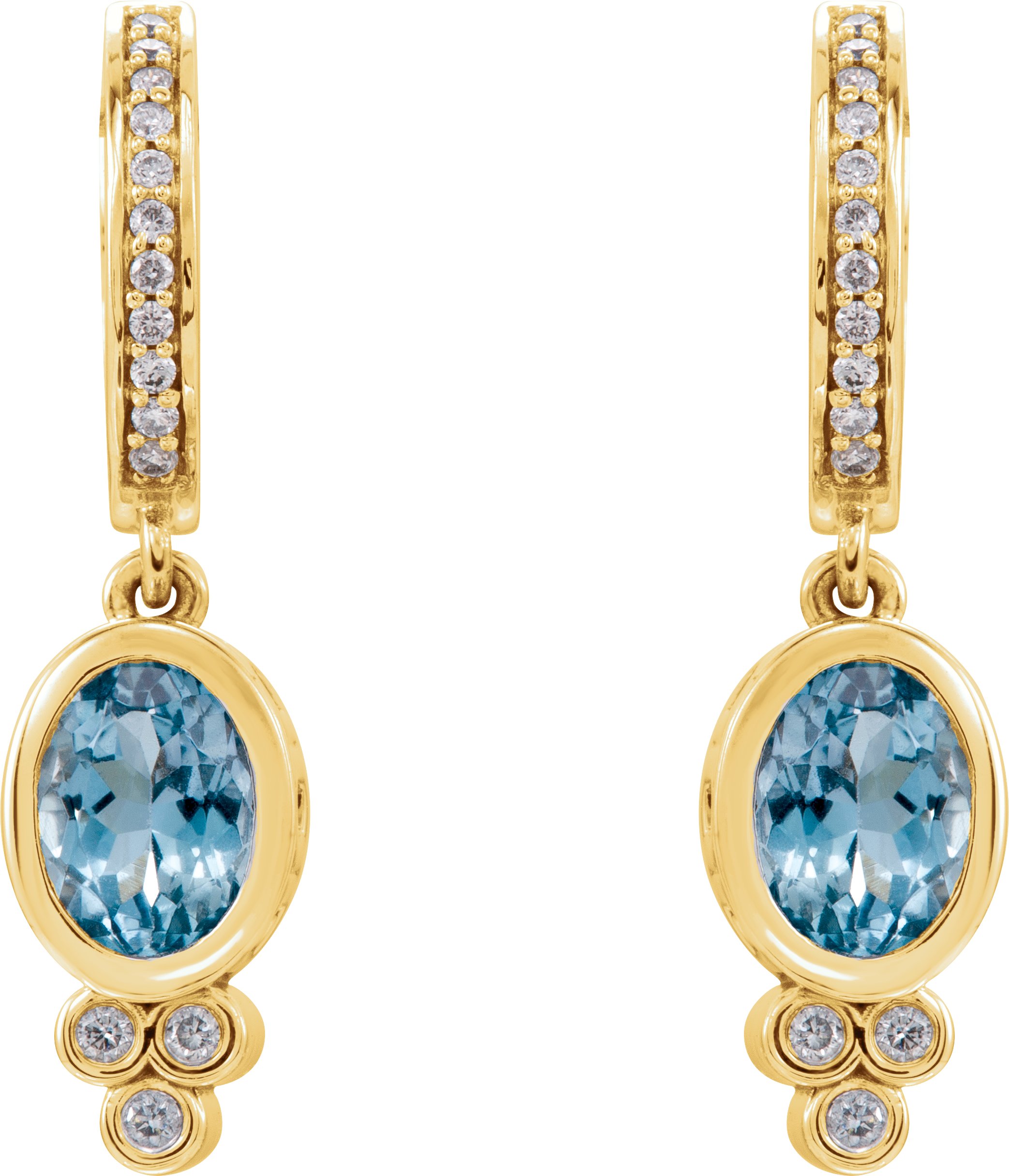 40319564 14K Yellow Natural Aquamarine & 1/6 CTW Natural Diamond Hoop Earrings - 86533
