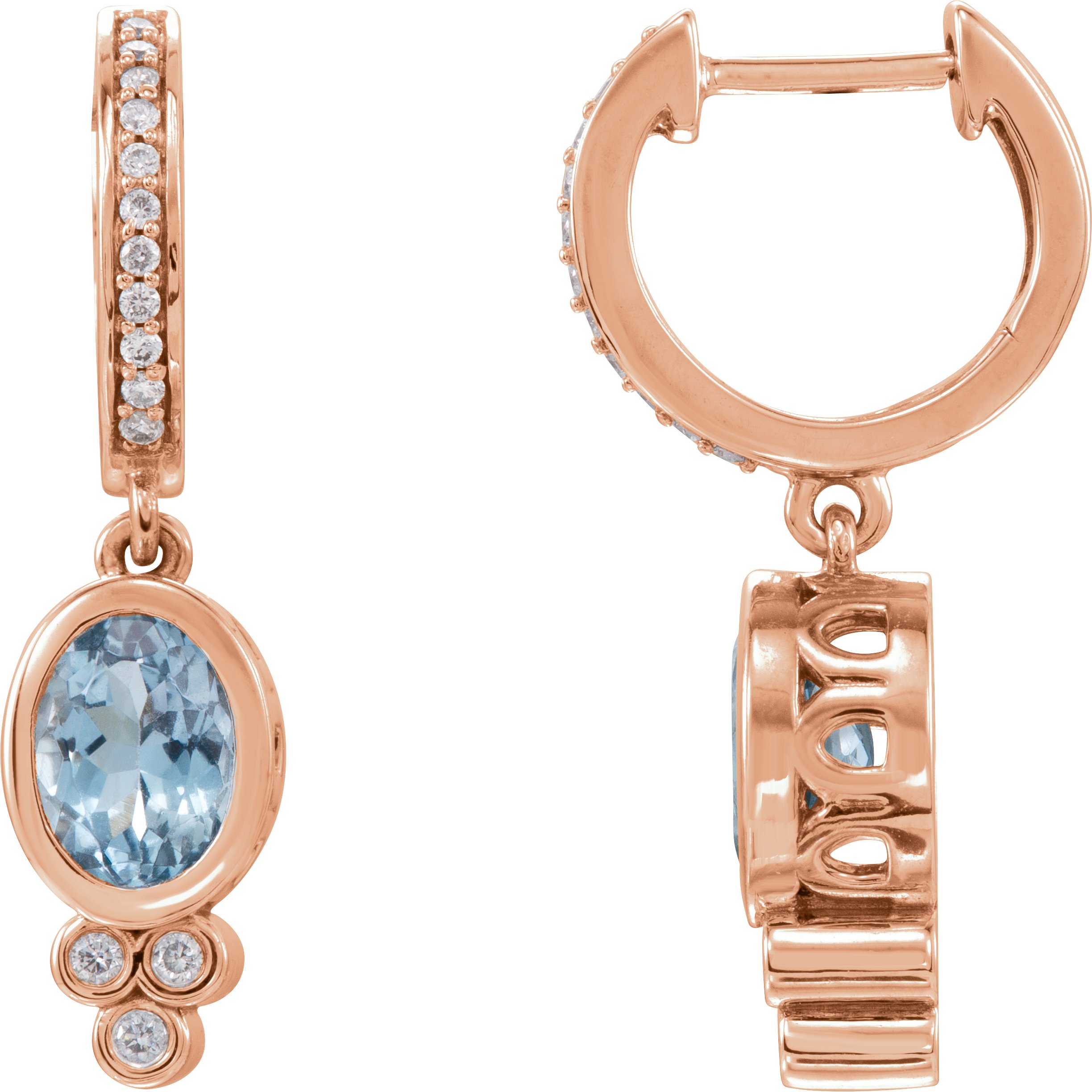 40319572 14K Rose Natural Aquamarine & 1/6 CTW Natural Diamond Hoop Earrings - 86533