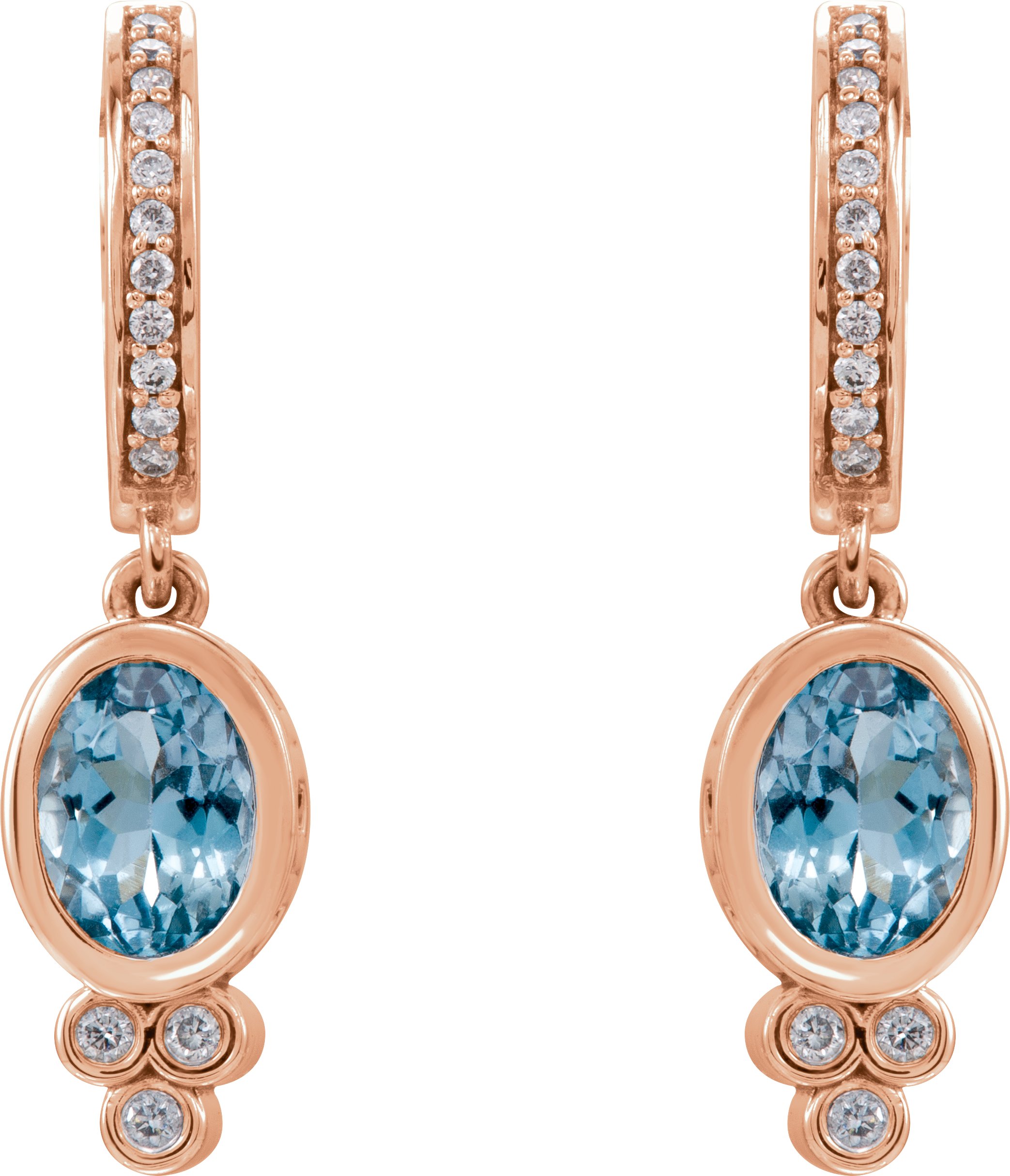 40319573 14K Rose Natural Aquamarine & 1/6 CTW Natural Diamond Hoop Earrings - 86533