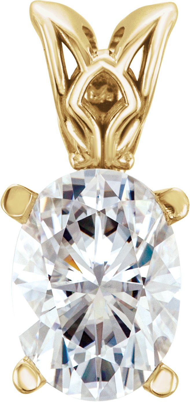 40615037 14K Yellow Forever One™ Colorless Lab-Grown Moissanite Pendant - 652518