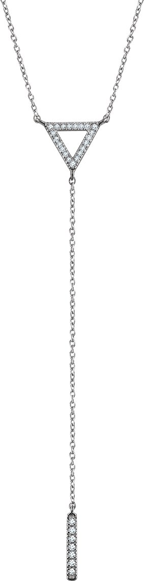 40725621 14K White 1/6 CTW Natural Diamond Triangle & Bar Y 16-18" Necklace - 652300