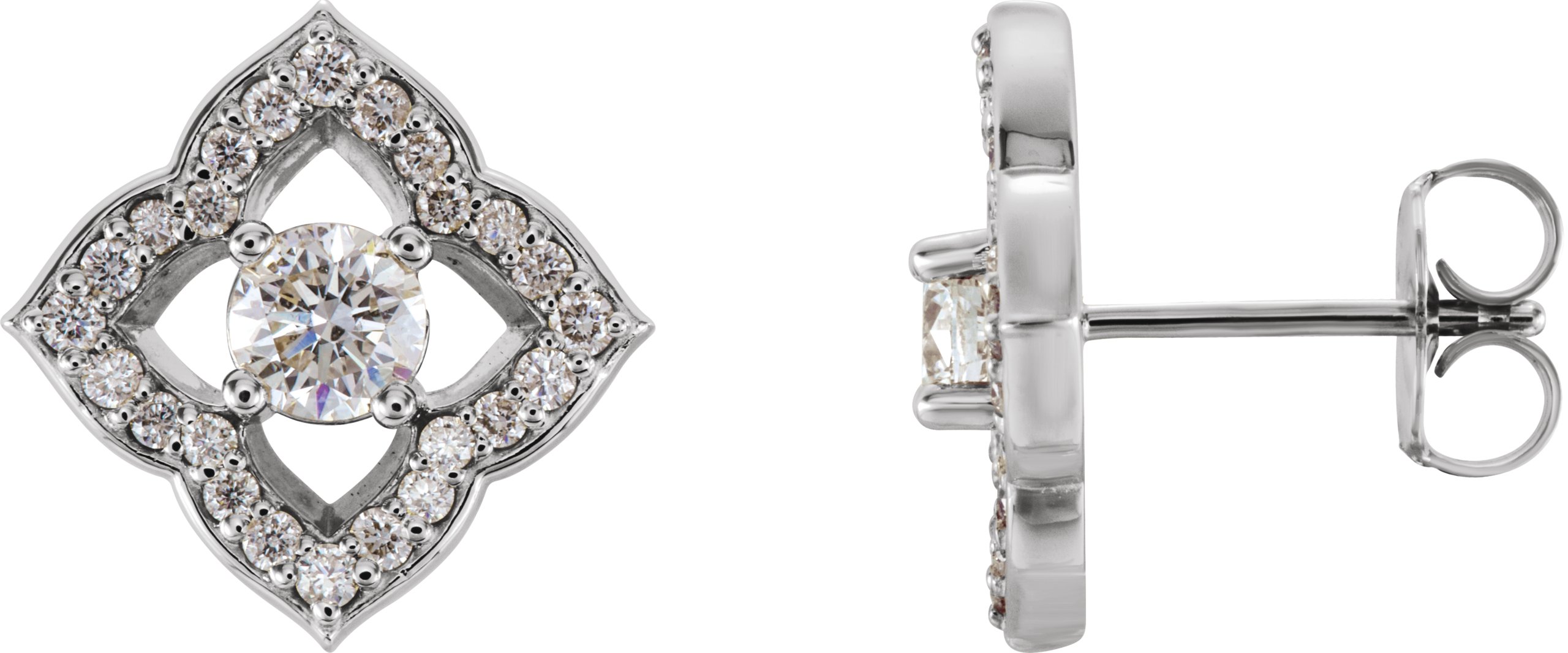 40940690 Platinum 3/4 CTW Natural Diamond Halo-Style Clover Earrings - 86494