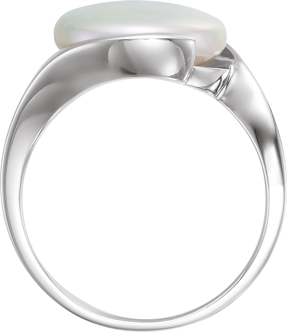 41851787 Sterling Silver Cultured White Freshwater Pearl Coin Ring - 67354