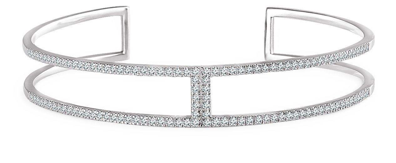 41894650 14K White 3/4 CTW Natural Diamond Cuff 6" Bracelet - 652354