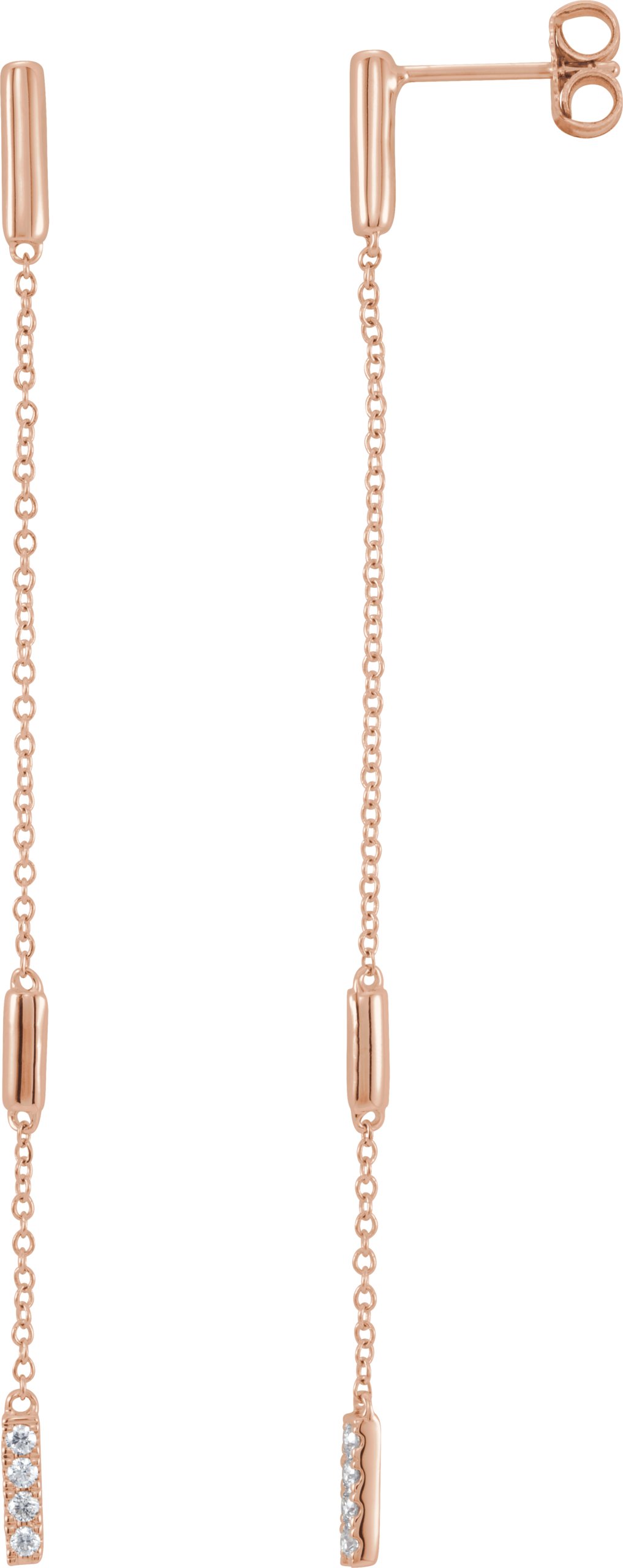 43074998 14K Rose 1/10 CTW Natural Diamond Chain Earrings - 652337