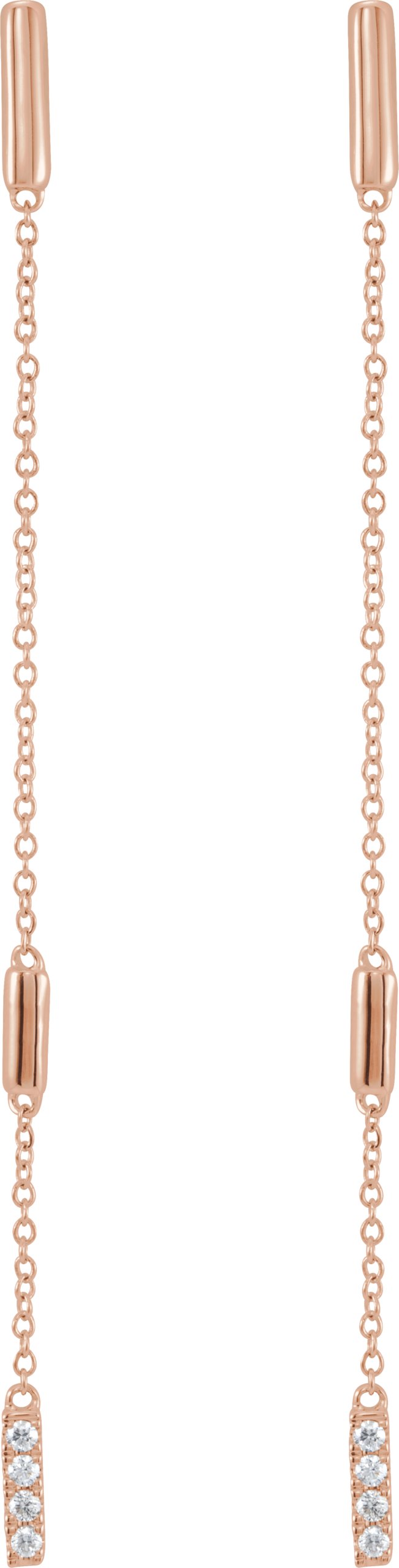 43074999 14K Rose 1/10 CTW Natural Diamond Chain Earrings - 652337