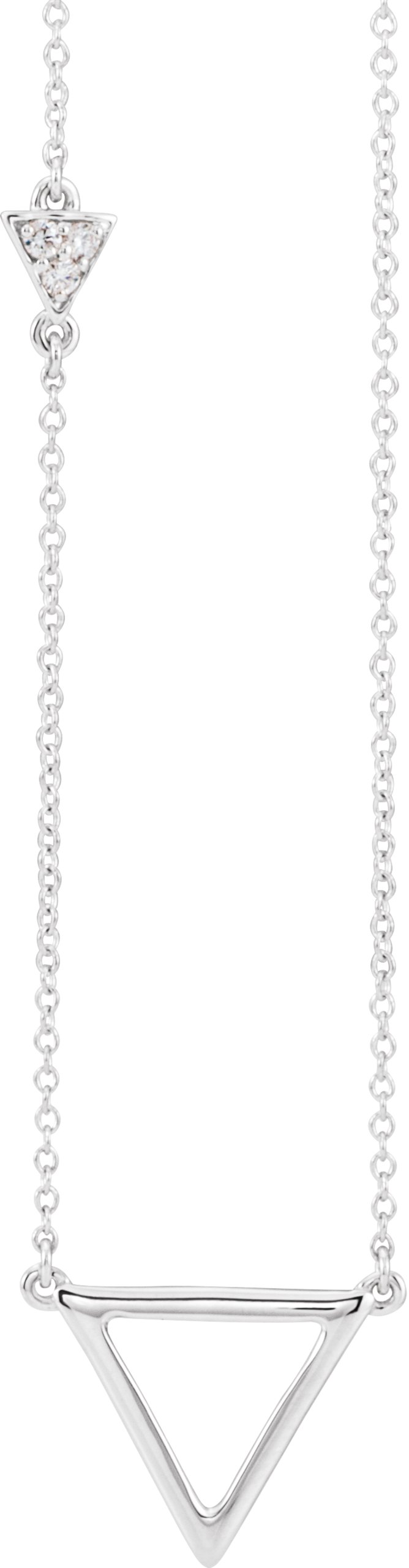 43338456 14K White .05 CTW Natural Diamond Triangle 16-18" Necklace - 652301