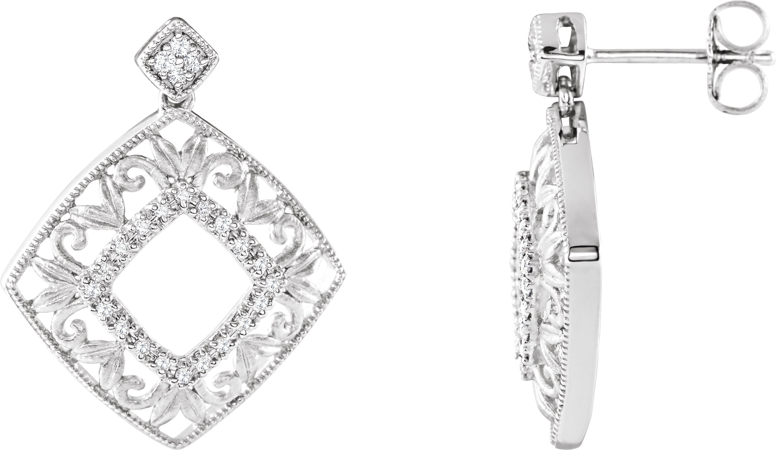 43741631 Sterling Silver 1/5 CTW Natural Diamond Filigree Earrings - 69489