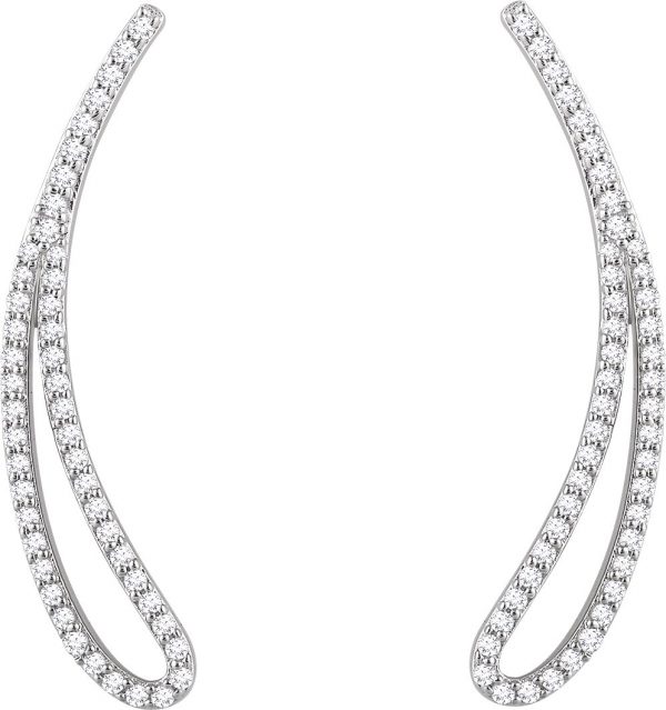 14K White 1/4 CTW Natural Diamond Ear Climbers - 652486