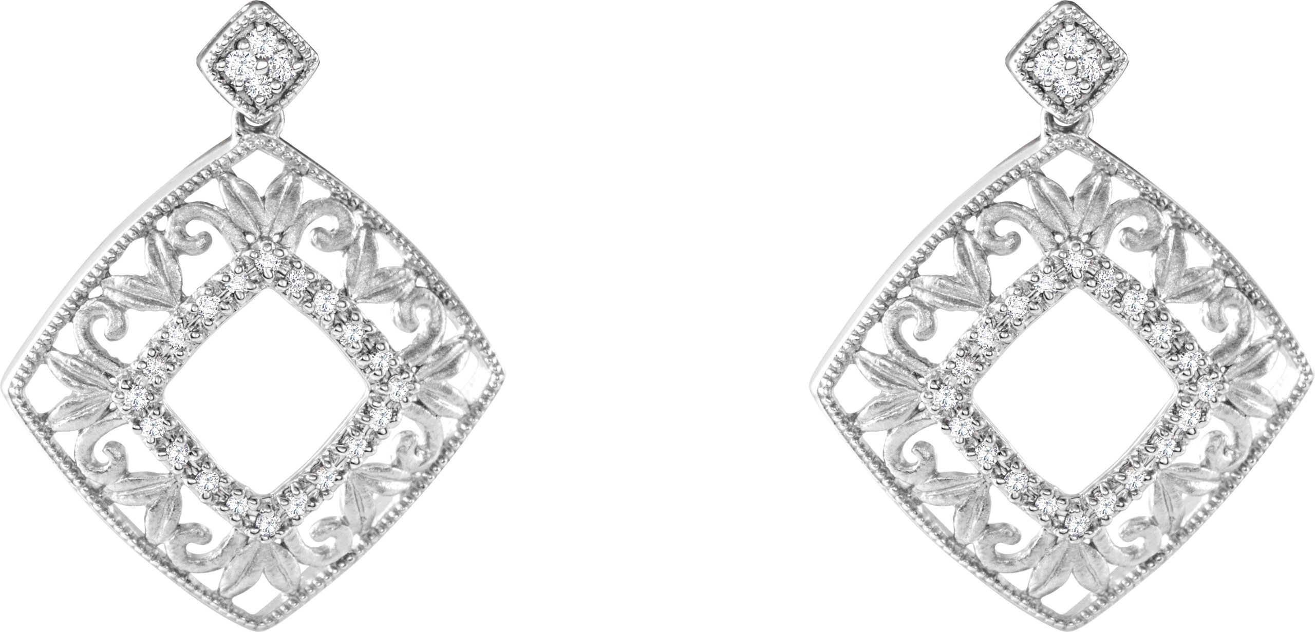 44349412 Sterling Silver 1/5 CTW Natural Diamond Filigree Earrings - 69489