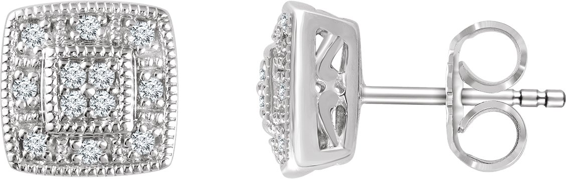 44776819 14K White 1/10 CTW Natural Diamond Cluster Earrings - 652945