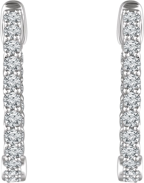 44861396 14K White 1 CTW Natural Diamond Inside-Outside 20.1 mm Hoop Earrings - 652854