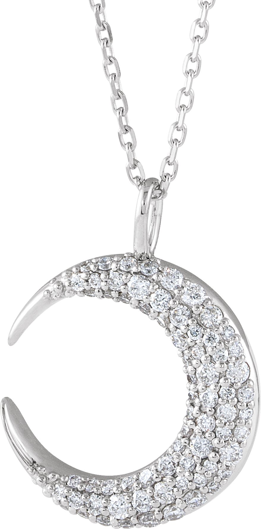 45186708 Platinum 1/3 CTW Natural Diamond Crescent Moon 16-18" Necklace - 86692
